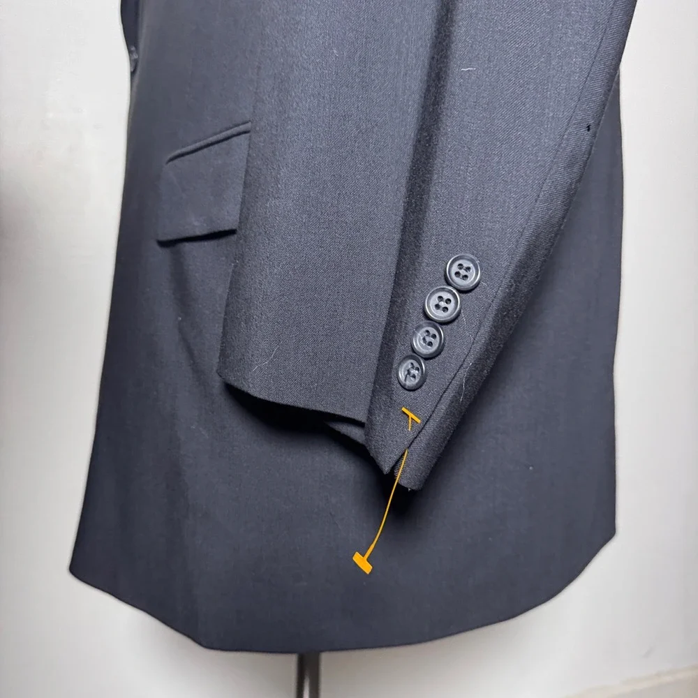 Pronto Uomo Suit Mens 52T W48 Navy Blue‎ Solid Worsted Wool Comfort Stretch